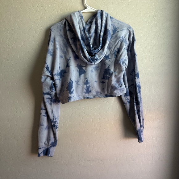 Blue Tie-Dye Cropped Hoodie - Picture 2 of 2